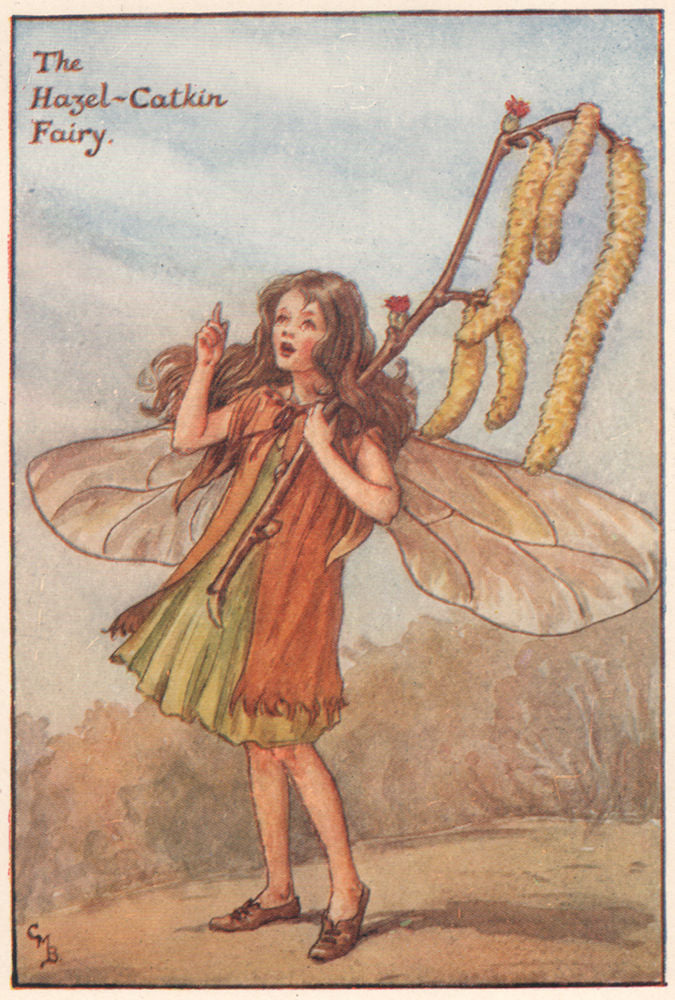 Hazel-Catkin Fairy by Cicely Mary Barker. Spring Flower Fairies c1935 print